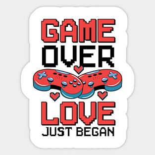 Valentine's Day Gamer Playing Video Game Couples Sticker